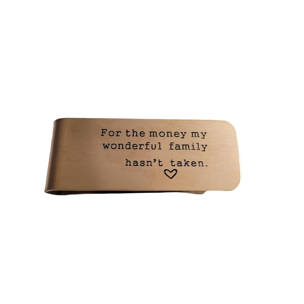 Gold Colored Money Clip With Saying
